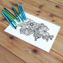 Load image into Gallery viewer, adult coloring pages | Coloring pages for adults | Coloring pages for kids | switzerland map coloring sheets | switzerland map coloring page | switzerland coloring page