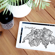 Load image into Gallery viewer, adult coloring pages | Coloring pages for adults | Coloring pages for kids | switzerland map coloring sheets | switzerland map coloring page | switzerland coloring page