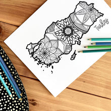 Load image into Gallery viewer, turkey coloring pages | Coloring pages for adults | Coloring pages for kids | turkey map coloring sheets | turkey map coloring page | turkey coloring page