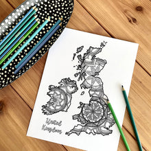Load image into Gallery viewer, Uk coloring pages | Coloring pages for adults | Coloring pages for kids | United Kingdom map coloring sheets | england map | uk map coloring sheets