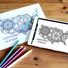 Load image into Gallery viewer, usa coloring pages | state map coloring pages for adults | Coloring pages for kids | usa map coloring sheets | state map coloring page | united states coloring page | united states of america | map of america