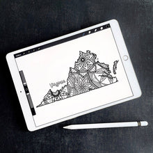 Load image into Gallery viewer, virginia usa coloring pages | state map coloring pages for adults | Coloring pages for kids | virginia usa map coloring sheets | state map coloring page | united states coloring page | united states of america | map of america