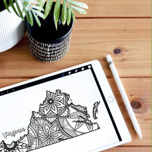 Load image into Gallery viewer, virginia usa coloring pages | state map coloring pages for adults | Coloring pages for kids | virginia usa map coloring sheets | state map coloring page | united states coloring page | united states of america | map of america