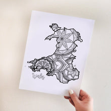 Load image into Gallery viewer, Wales coloring pages | Coloring pages for adults | Coloring pages for kids | wales map coloring sheets | wales map | wales map coloring sheets