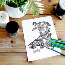 Load image into Gallery viewer, Wales coloring pages | Coloring pages for adults | Coloring pages for kids | wales map coloring sheets | wales map | wales map coloring sheets