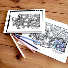 Load image into Gallery viewer, washington usa coloring pages | state map coloring pages for adults | Coloring pages for kids | washington usa map coloring sheets | state map coloring page | united states coloring page | united states of america | map of america