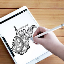 Load image into Gallery viewer, west virginia usa coloring pages | state map coloring pages for adults | Coloring pages for kids | west virginia usa map coloring sheets | state map coloring page | united states coloring page | united states of america | map of america