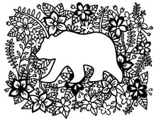 Load image into Gallery viewer, Free coloring pages | Coloring pages for adults | Coloring pages for kids | flower coloring sheets | bear | animal coloring sheets
