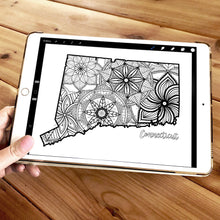 Load image into Gallery viewer, connecticut usa coloring pages | state map coloring pages for adults | Coloring pages for kids | connecticut usa map coloring sheets | state map coloring page | united states coloring page | united states of america | map of america
