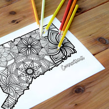 Load image into Gallery viewer, connecticut usa coloring pages | state map coloring pages for adults | Coloring pages for kids | connecticut usa map coloring sheets | state map coloring page | united states coloring page | united states of america | map of america
