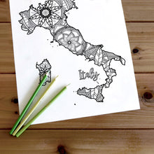 Load image into Gallery viewer, adult coloring pages | Coloring pages for adults | Coloring pages for kids | italy map coloring sheets | italy map coloring page | italy coloring page
