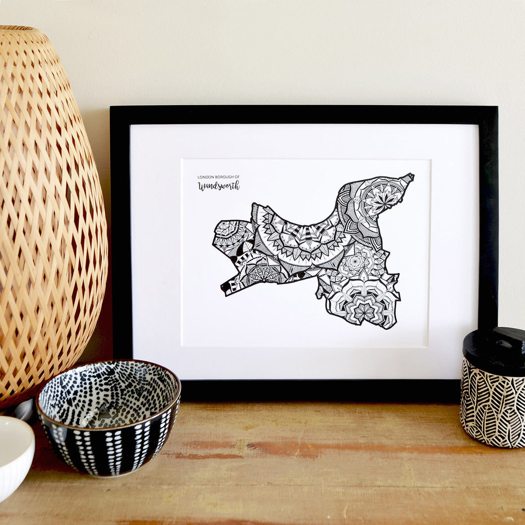 Map of London Borough of Wandsworth | Map of Wandsworth London | Map Art | Travel Gift Ideas | London Borough of Wandsworth City Map | Map Wall Art | London Borough of Wandsworth Map