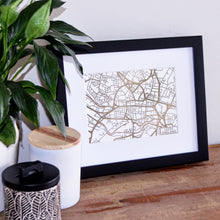 Load image into Gallery viewer, Map of Leeds England | Rose Gold Foil Map Art | Travel Gift Ideas | Leeds City Map | Map Wall Art | Leeds Map | UK Map | UK Foil City Maps
