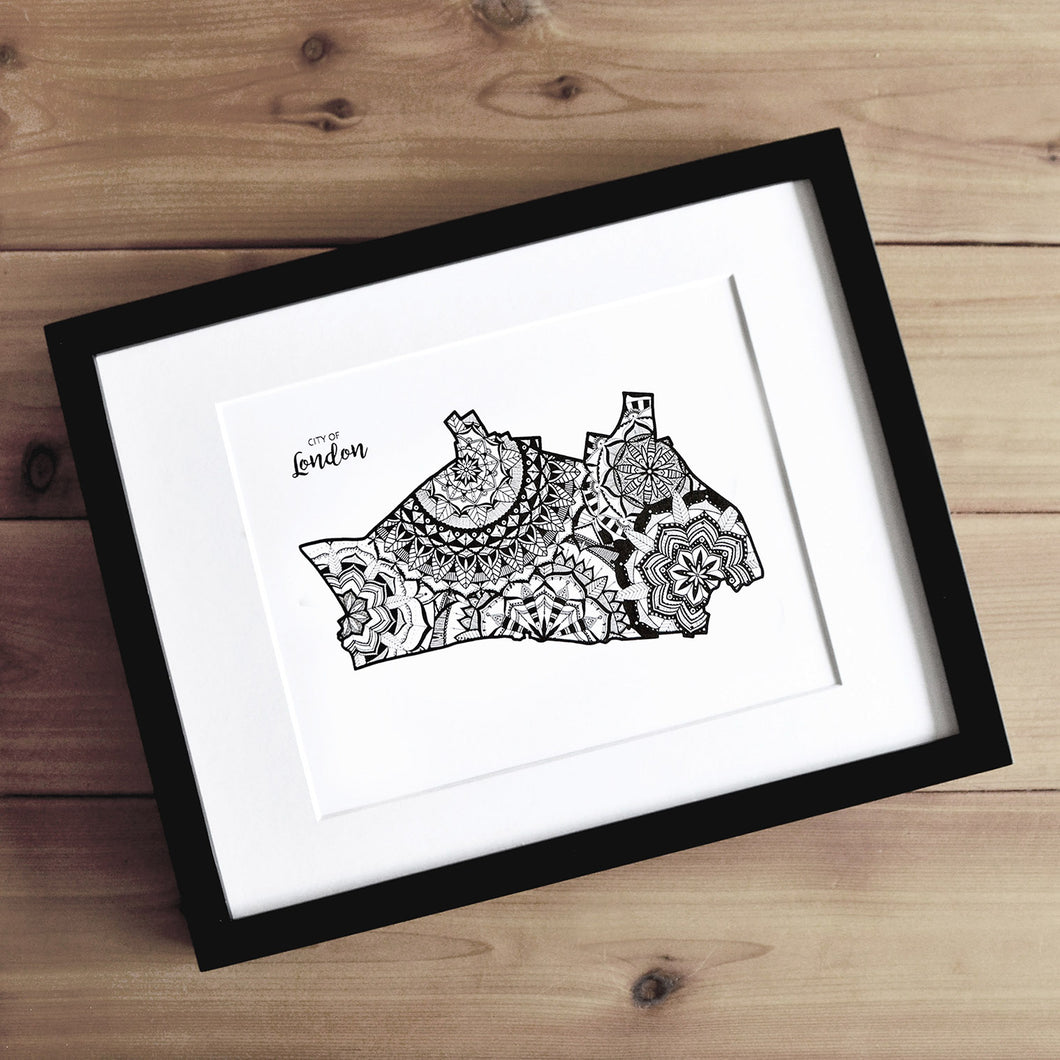 Map of London Borough of City of London | Map of City of London | Map Art | Travel Gift Ideas | London Borough City Map | Map Wall Art | City of London Map