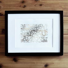 Load image into Gallery viewer, London Map Art Rose Gold Foil Print
