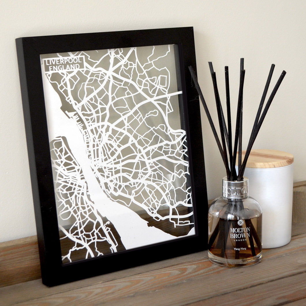 Map of Liverpool England | Papercut Map Art | UK Travel Gift Ideas | Liverpool City Map | Map Wall Art | Liverpool Map | England Map | UK Papercut City Maps