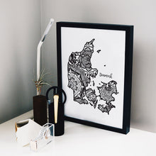 Load image into Gallery viewer, Map of Denmark | Map Art | Travel Gift Ideas | Denmark City Map | Map Wall Art | Denmark Map
