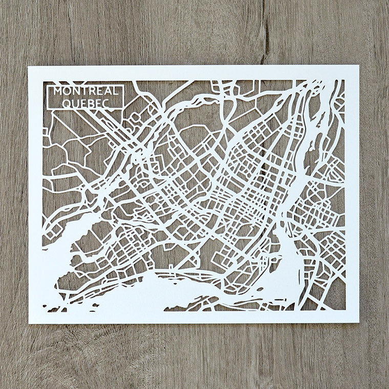 Montreal, Quebec, Canada Papercut Map Art