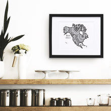 Load image into Gallery viewer, Map of North America | Map Art | Travel Gift Ideas | City Map | Map Wall Art | North America Map 

