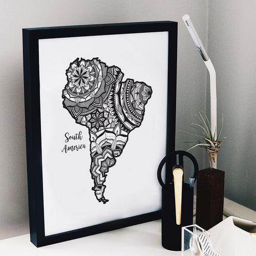 Map of South America | Map Art | Travel Gift Ideas | South America City Map | Map Wall Art | South America Map