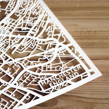 Load image into Gallery viewer, Map of Manchester England | Papercut Map Art | UK Travel Gift Ideas | Manchester City Map | Map Wall Art | Manchester Map | England Map | UK Papercut City Maps
