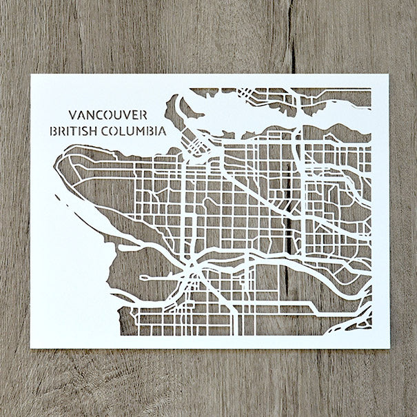 Vancouver, British Columbia, Canada Papercut Map Art