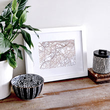 Load image into Gallery viewer, Map of Bristol England | Rose Gold Foil Map Art | Travel Gift Ideas | Bristol City Map | Map Wall Art | Bristol Map | UK Map | UK Foil City Maps

