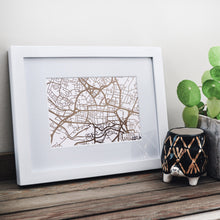 Load image into Gallery viewer, Map of Leeds England | Rose Gold Foil Map Art | Travel Gift Ideas | Leeds City Map | Map Wall Art | Leeds Map | UK Map | UK Foil City Maps
