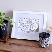 Load image into Gallery viewer, Map of Cardiff Wales | Rose Gold Foil Map Art | Travel Gift Ideas | Cardiff City Map | Map Wall Art | Cardiff Map | Wales Map | Wales Foil City Maps
