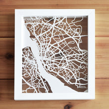 Load image into Gallery viewer, Map of Liverpool England | Papercut Map Art | UK Travel Gift Ideas | Liverpool City Map | Map Wall Art | Liverpool Map | England Map | UK Papercut City Maps
