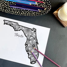 Load image into Gallery viewer, florida usa coloring pages | state map coloring pages for adults | Coloring pages for kids | florida usa map coloring sheets | state map coloring page | united states coloring page | united states of america | map of america
