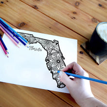 Load image into Gallery viewer, florida usa coloring pages | state map coloring pages for adults | Coloring pages for kids | florida usa map coloring sheets | state map coloring page | united states coloring page | united states of america | map of america
