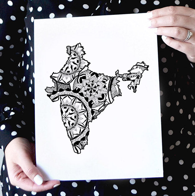 India Map Drawings, Artwork by Lija Ahana