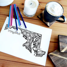 Load image into Gallery viewer, maryland usa coloring pages | state map coloring pages for adults | Coloring pages for kids | maryland usa map coloring sheets | state map coloring page | united states coloring page | united states of america | map of america
