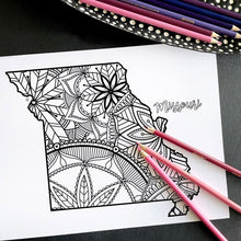 Load image into Gallery viewer, missouri usa coloring pages | state map coloring pages for adults | Coloring pages for kids | missouri usa map coloring sheets | state map coloring page | united states coloring page | united states of america | map of america
