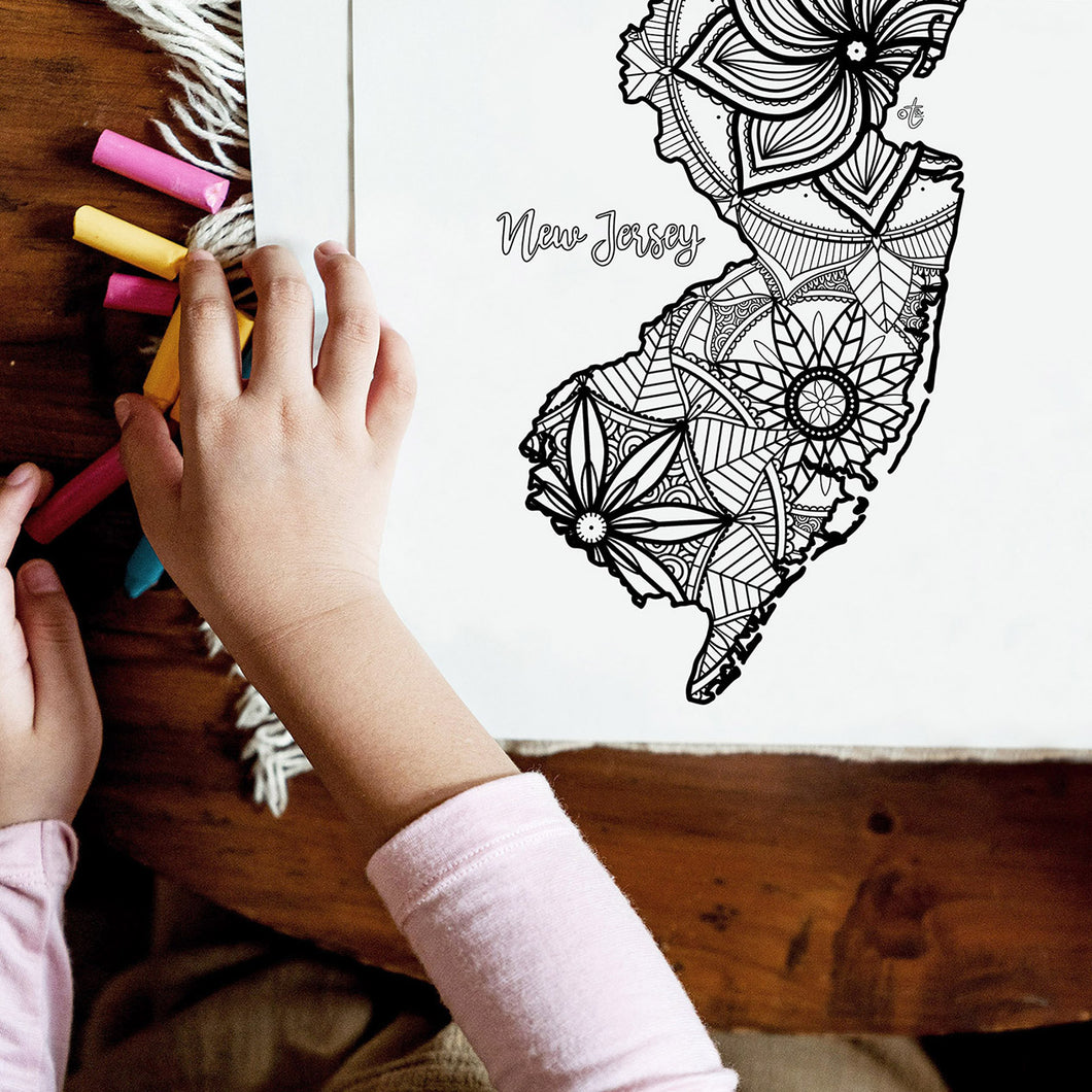 Coloring Pages New Jersey USA Map Ta Muchly