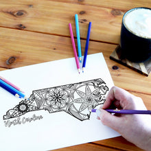 Load image into Gallery viewer, north carolina usa coloring pages | state map coloring pages for adults | Coloring pages for kids | north carolina usa map coloring sheets | state map coloring page | united states coloring page | united states of america | map of america
