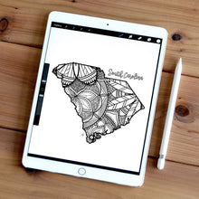 Load image into Gallery viewer, south carolina usa coloring pages | state map coloring pages for adults | Coloring pages for kids | south carolina usa map coloring sheets | state map coloring page | united states coloring page | united states of america | map of america
